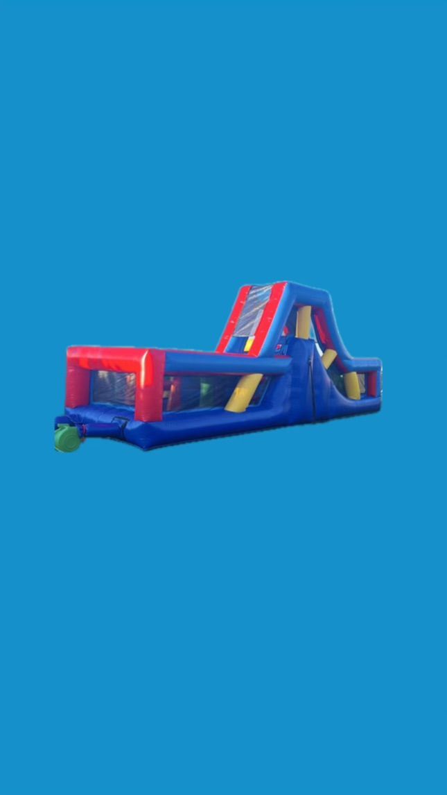 Obstacle course with slide