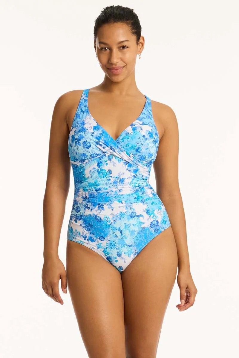 Daisyfield Cross Front Multifit Once Piece, Colour: Blue, Size: 8