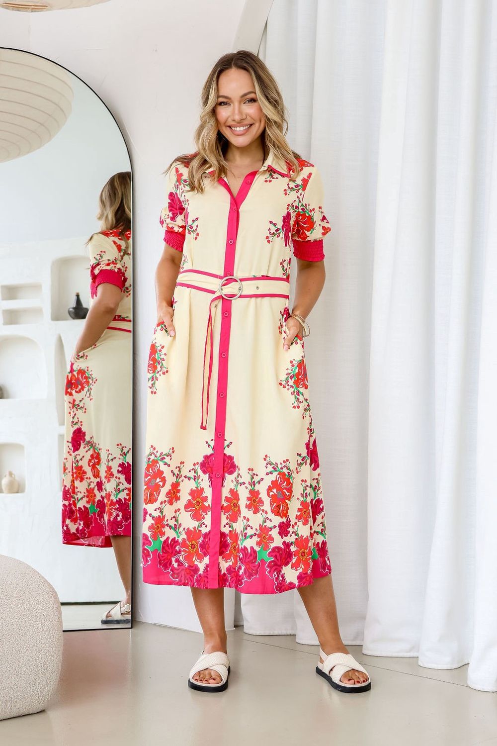 Red Floral Dress, Size: 8