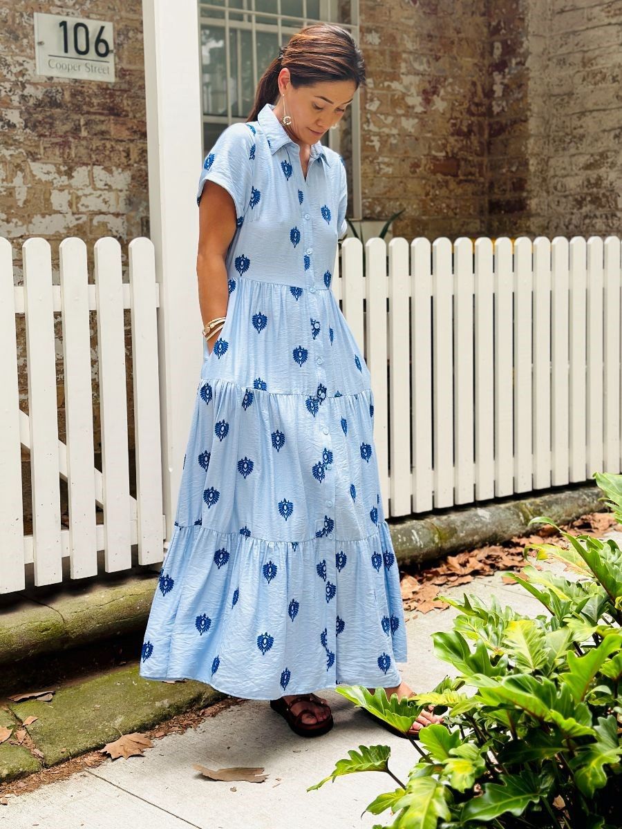 Embroidered Midi Dress, Size: 8
