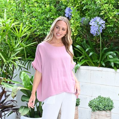 Round Neck Basic Cheesecloth Top