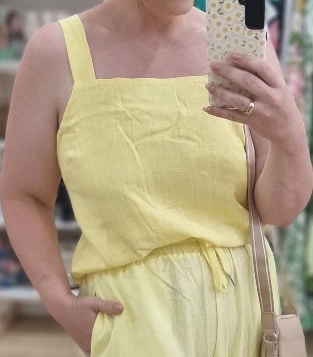 Faya Linen Top, Colour: Yellow, Size: XS