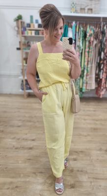 Faya Linen Pants - Yellow