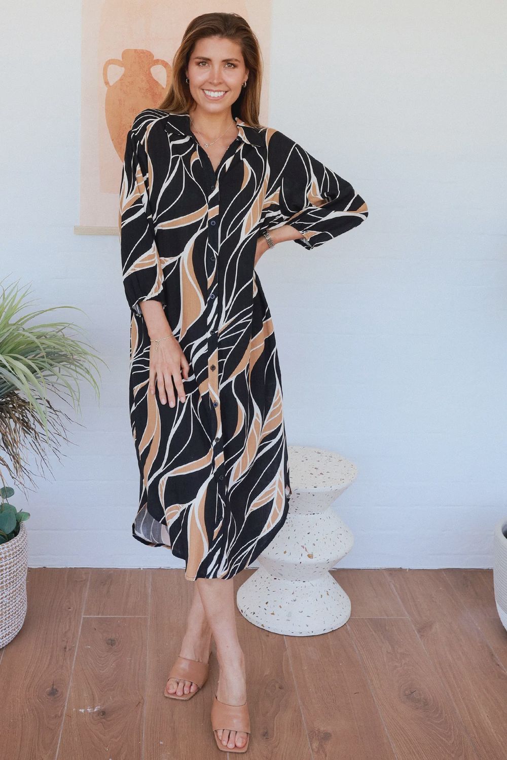 Isla 3/4 Sleeve Midi Dress, Size: 8
