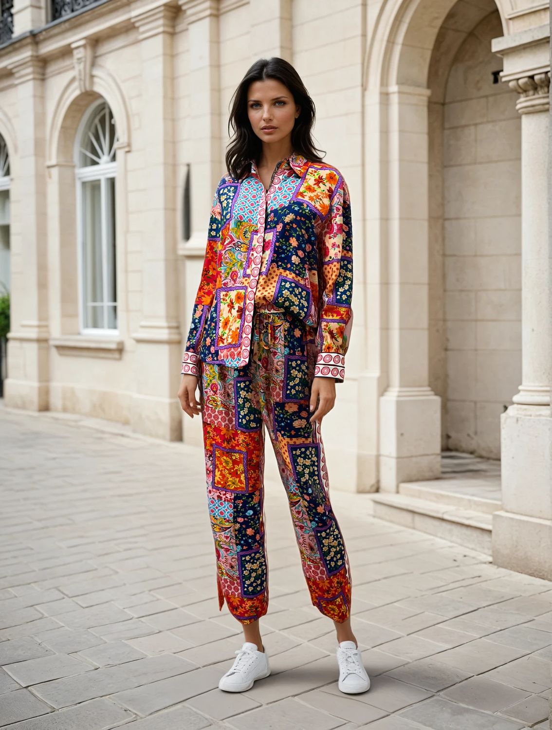 Patch Print Pants, Size: 8