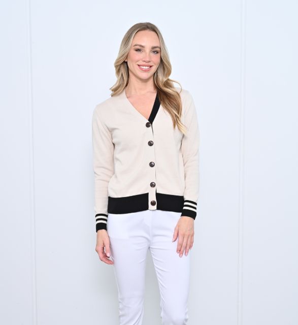 Contrast Sleeve &amp; Hem Cardigan, Size: S/M