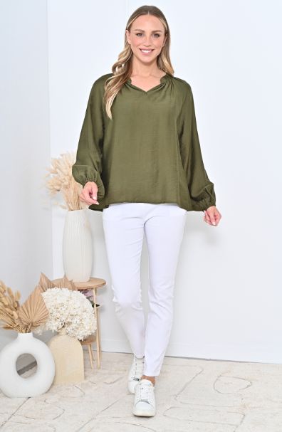 Cora Blouse - Khaki, Size: S