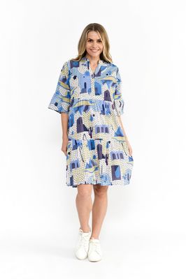Maya Button Mini Dress - Greece 3