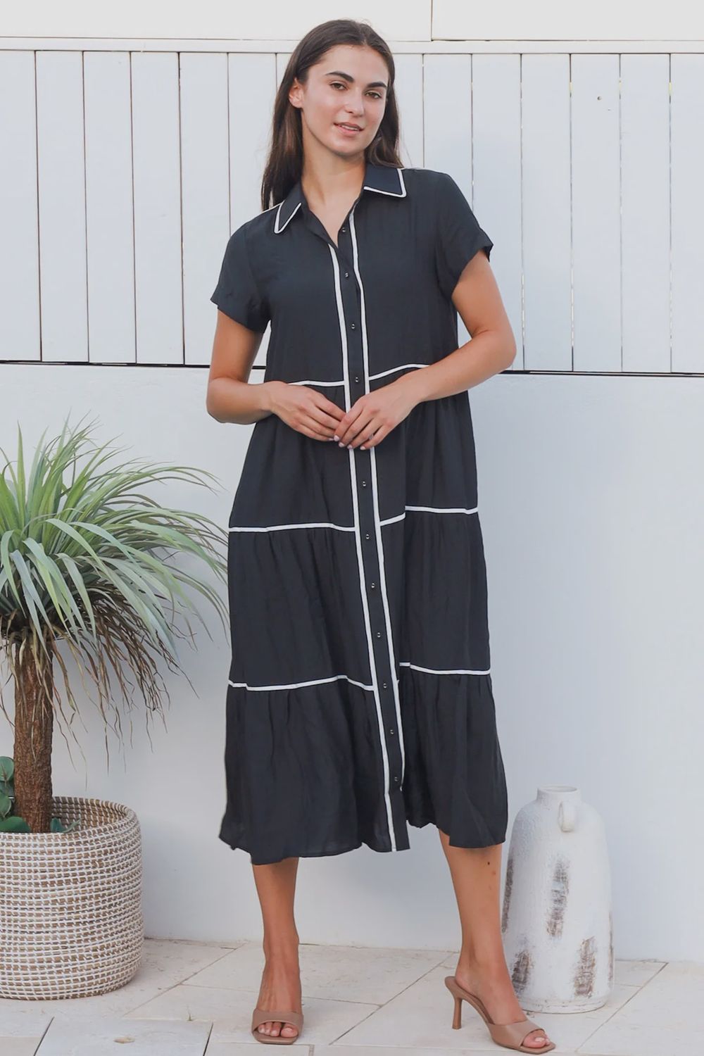 Alina Black Midi Dress, Size: 8