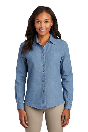 Ladies&#39; Long Sleeve Denim Shirt
