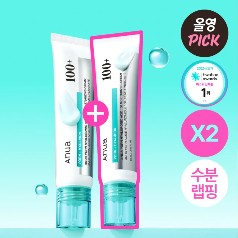 Anua PDRN + Hyaluron 100 Moisturizing Cream 60ml*2ea