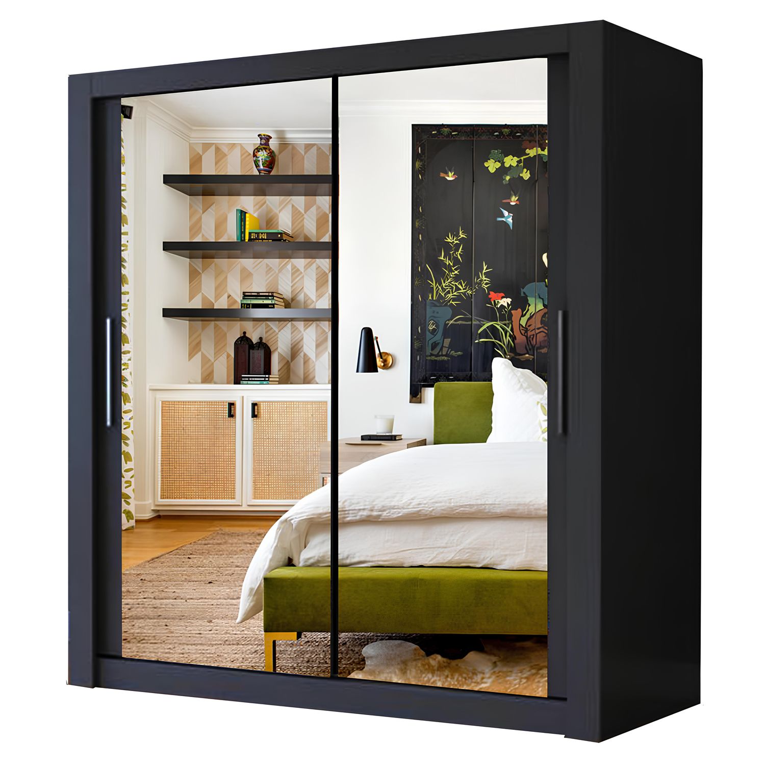 Milan Sliding Door Wardrobe with Mirror – 2 or 3 Doors, Multiple Sizes &amp; Colours, Shelves &amp; Drawers