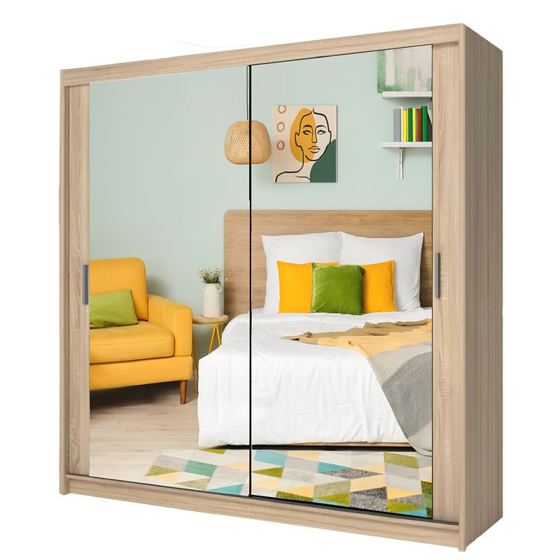 Milan Sliding Door Wardrobe with Mirror – 2 or 3 Doors, Multiple Sizes &amp; Colours, Shelves &amp; Drawers