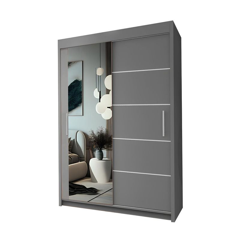 LYON Sliding Door Wardrobe with Mirror – 2 or 3 Doors – Multiple Sizes &amp; Colours – Shelves, Rails &amp; Drawers