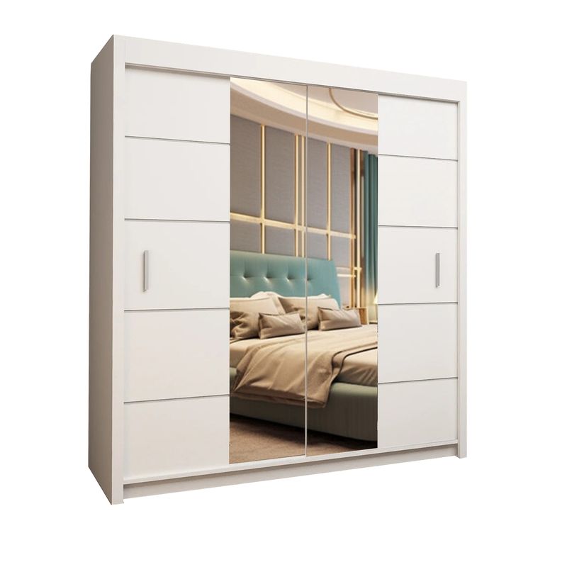OSLO Sliding Door Wardrobe with Mirror – 2 or 3 Doors – Multiple Sizes &amp; Colours – Shelves, Rails &amp; Drawers