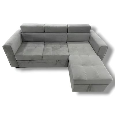 Luca Velvet Corner Sofa Bed with Storage – Universal Side – Pull-Out Double Sleeper with Solid Wood Frame Luca Velvet Corner Sofa Bed with Storage – Universal Side – Pull-Out Double Sleeper with Solid Wood Frame