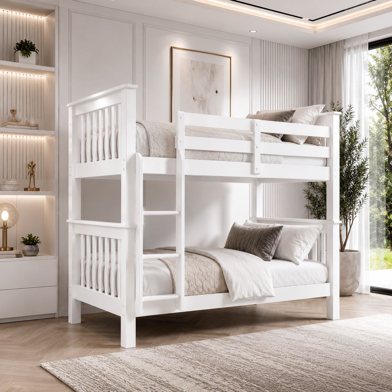 Lily Wooden Bunk Bed with Guest Bed  – Solid Pine Space-Saving Frame – Kids Bedroom Furniture