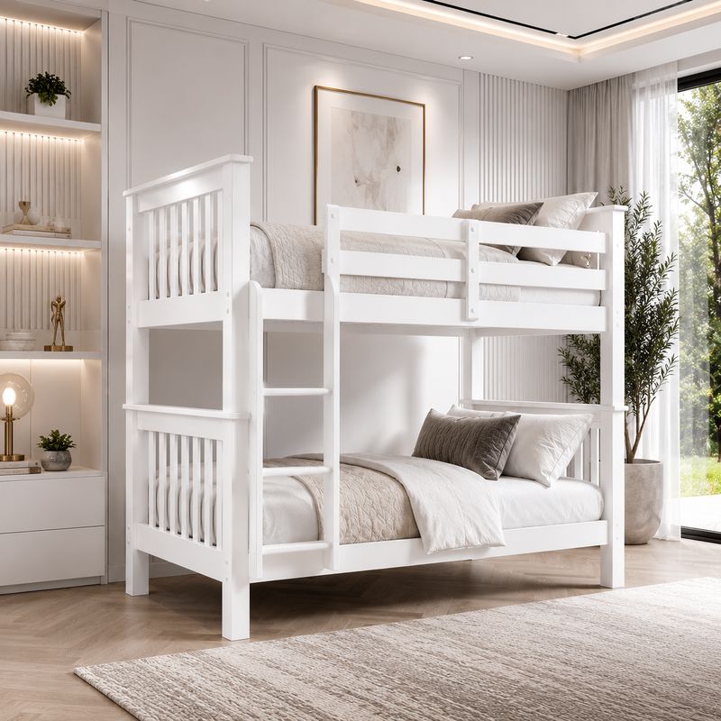 Lily Wooden Bunk Bed with Guest Bed  – Solid Pine Space-Saving Frame – Kids Bedroom Furniture