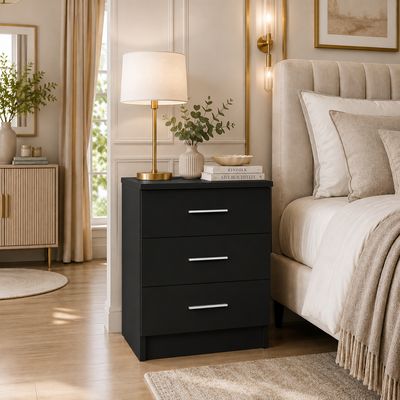 3-Drawer Bedside Table – Compact Nightstand with Storage – Multiple Finishes – Modern Bedroom Furniture