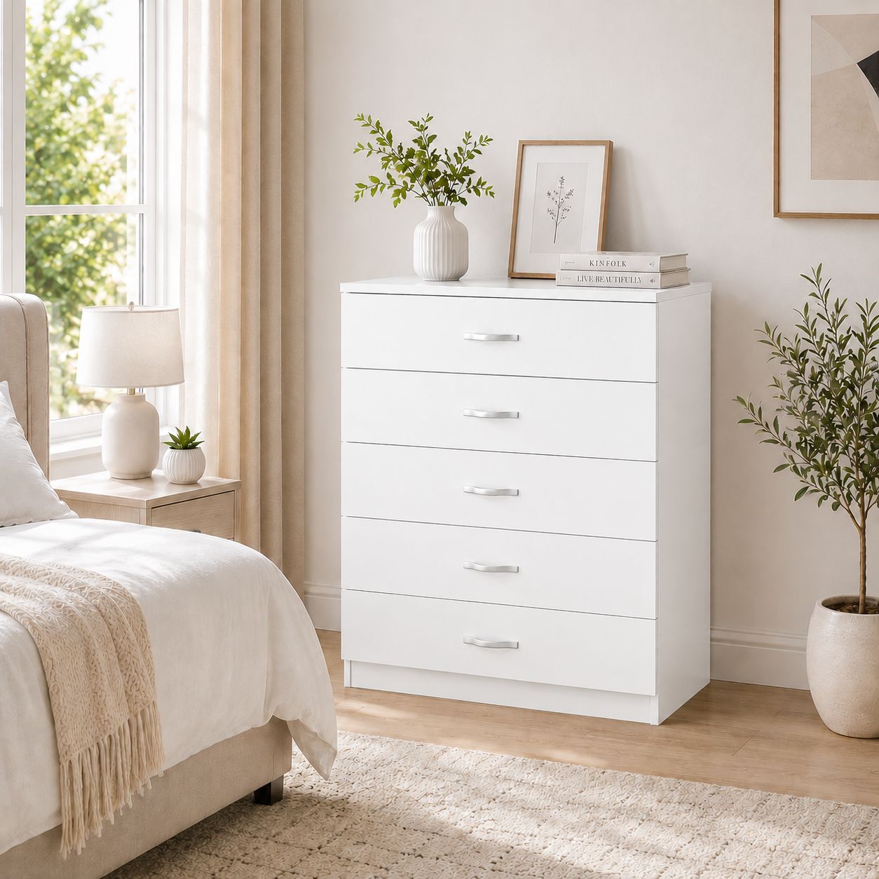 Chester 5 Drawer Chest – Bedroom Storage Unit, Classic Design, Multiple Colours