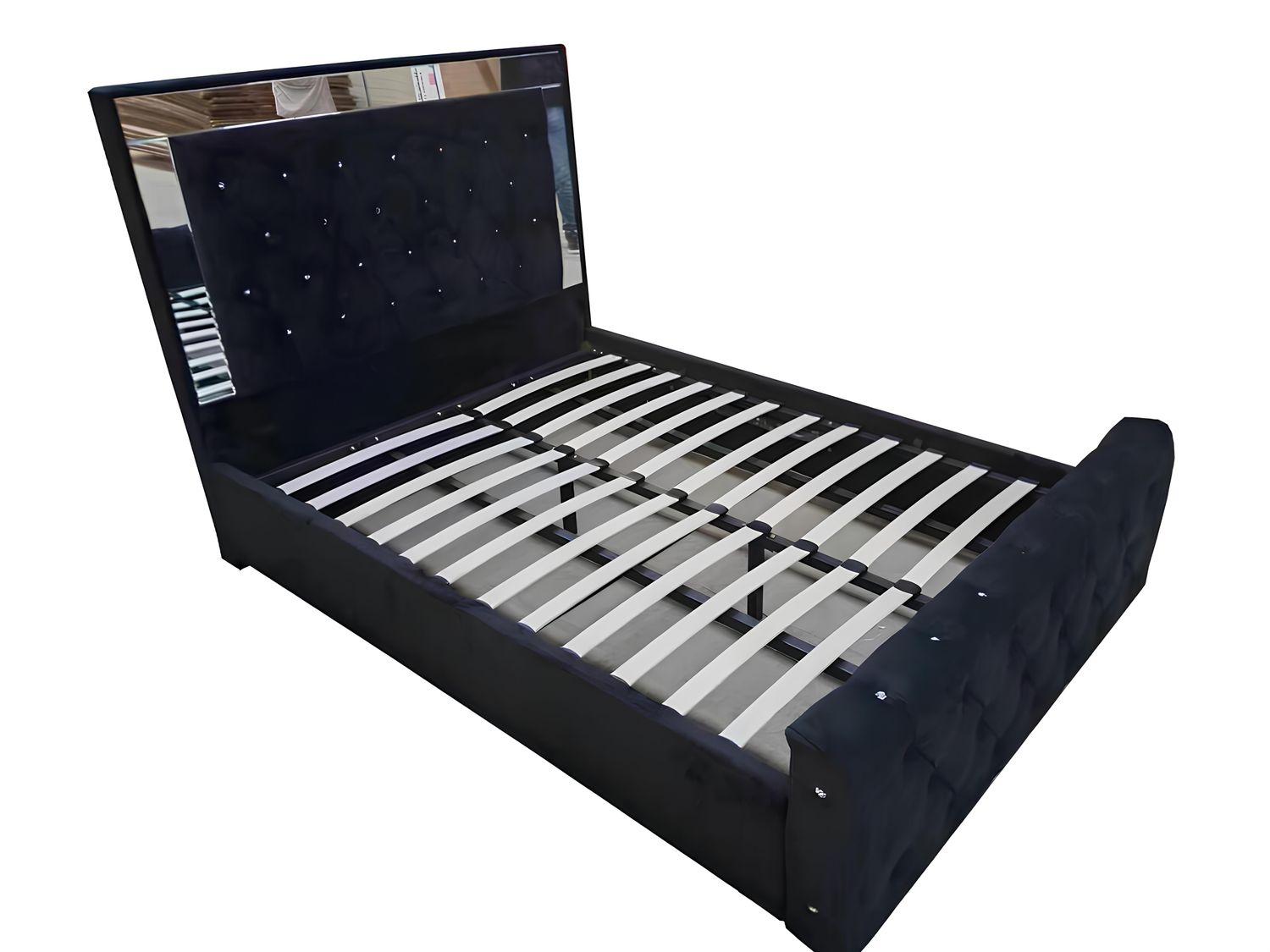 Plush Velvet Ottoman Storage Bed with Gas Lift – Double or King Size – Blue, Black, or Grey