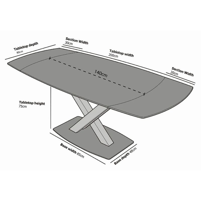 Nordic Rock Extendable Ceramic Dining Table – Rectangular Sintered Stone Top – Seats up to 6 – Modern Style