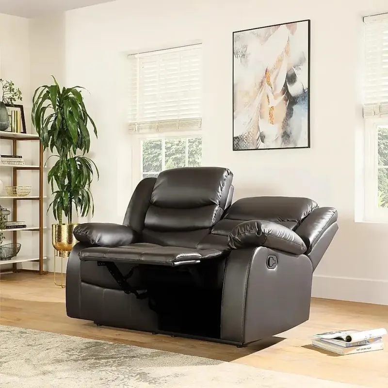 Roma Recliner Sofa Set 3+2+1 – Air Leather Reclining Sofas with Cup Holders, Black or Brown