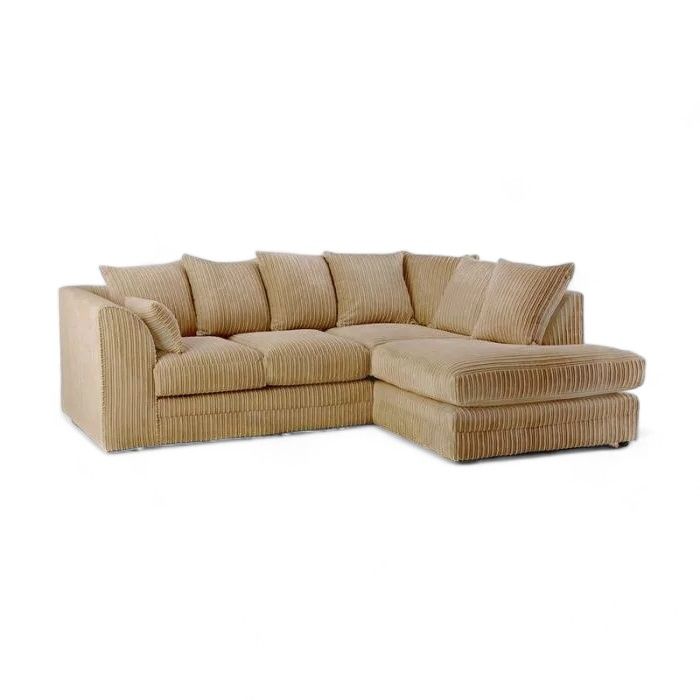Manny Jumbo Cord L Shape Corner Sofa – 4 Seater, Memory Foam Cushions, Left or Right Hand