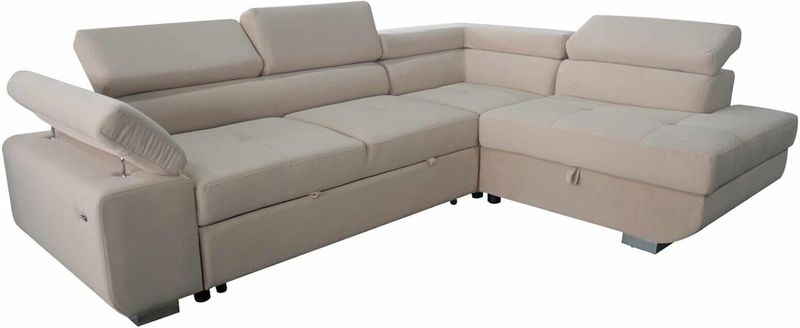 ARTIC Corner Sofa Bed with Storage &amp; USB Charging – Pull-Out Double Bed with Adjustable Headrests – Left or Right-Hand Facing
