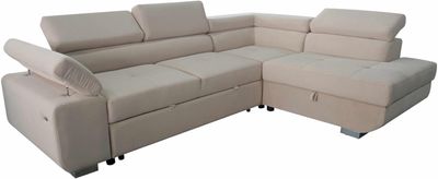 ARTIC Corner Sofa Bed with Storage &amp; USB Charging – Pull-Out Double Bed with Adjustable Headrests – Left or Right-Hand Facing
