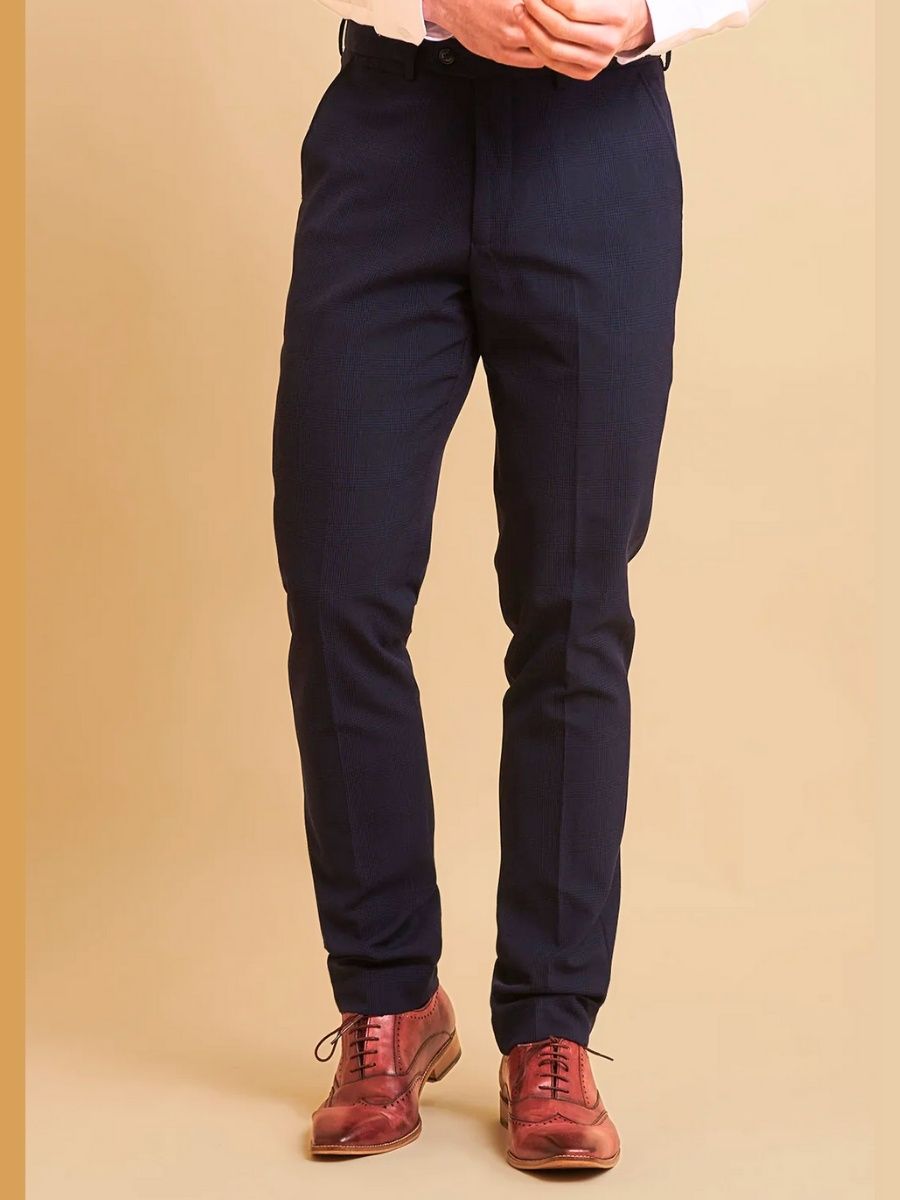 Marc Darcy Bromley Navy Check Suit Pants