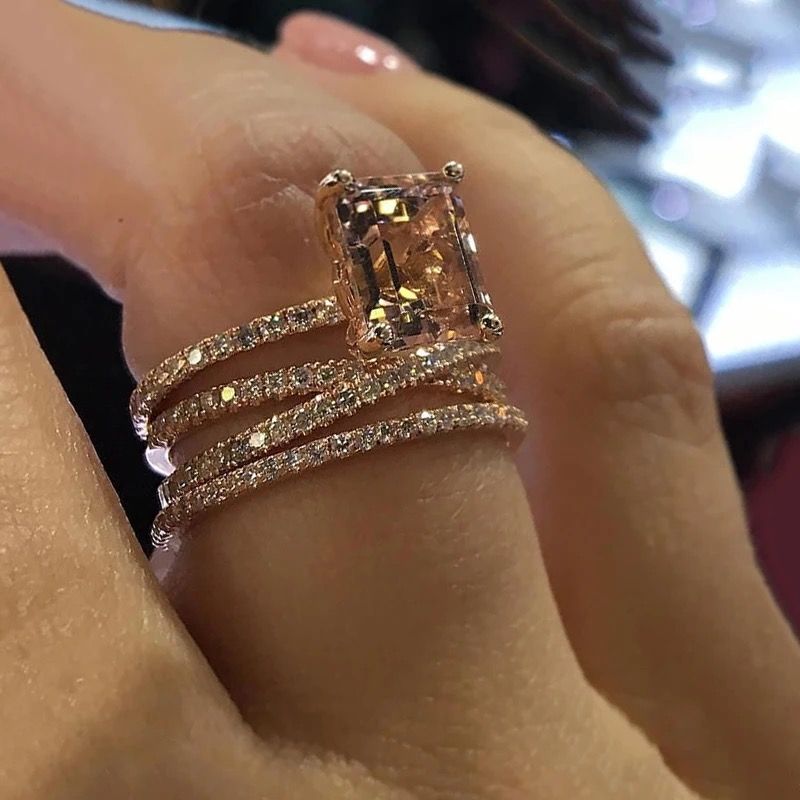 Rose Gold Zircon Stud Ring