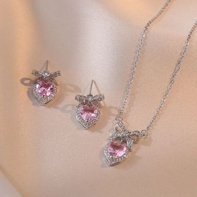 Bow Heart Pendant Set