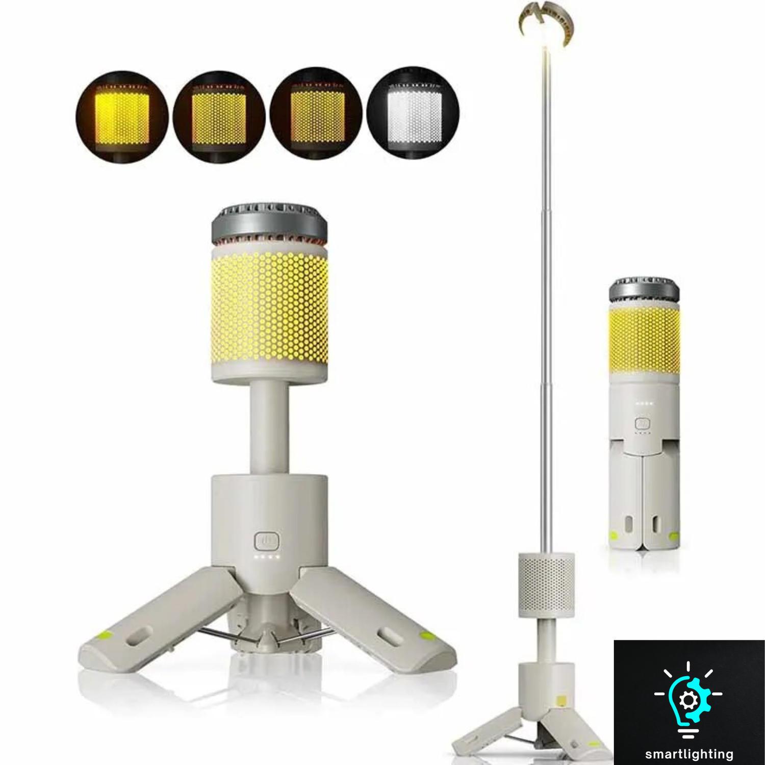 White - LED Camping Lantern - USB Rechargeable, Waterproof IP65, Adjustable Color Temperature, Compact &amp; Retractable Design