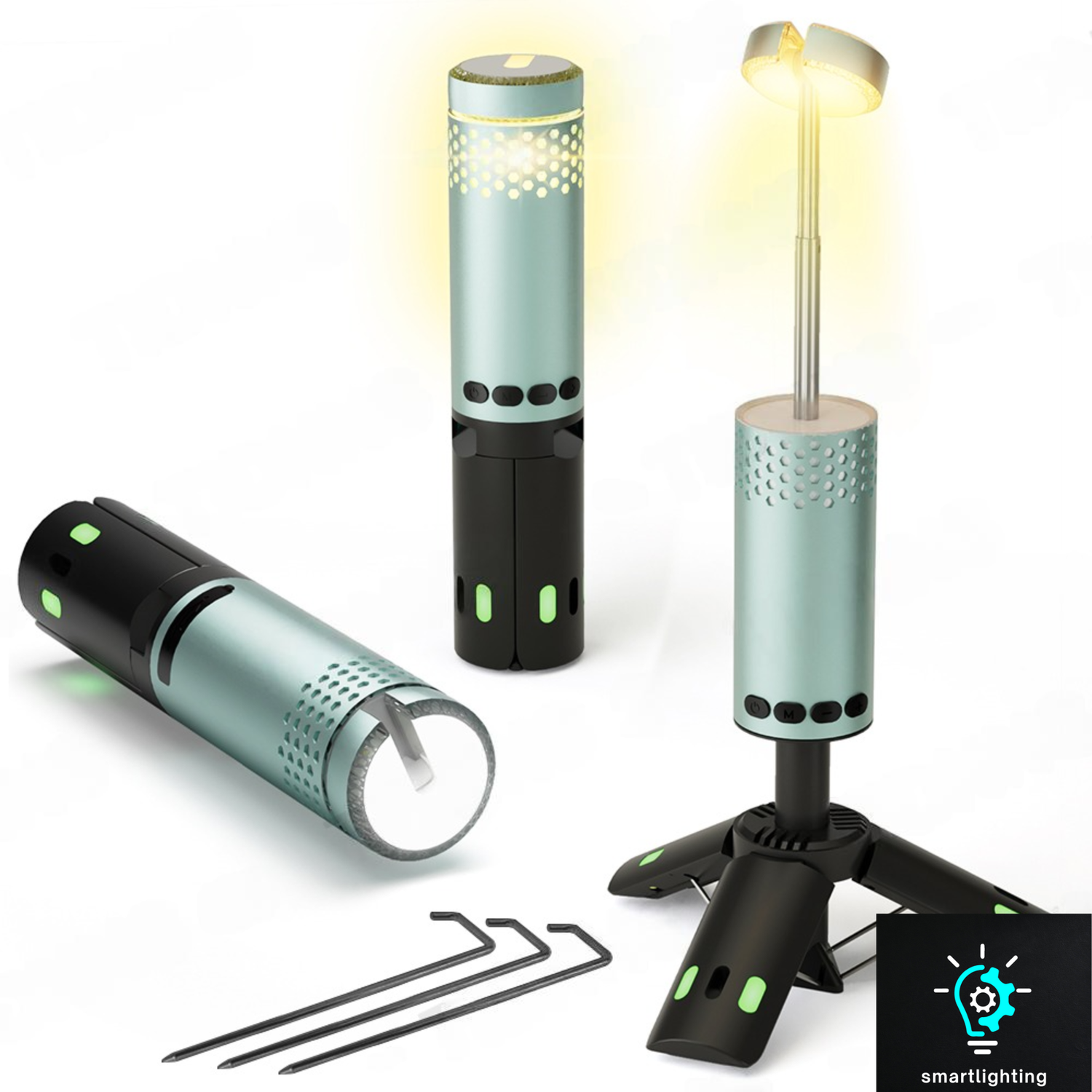 Green - Grey 10000mAh Camping Light USB Rechargeable LED Outdoor Portable Lanterns Magnet Tripod Base for Adventure Hiking Fishing