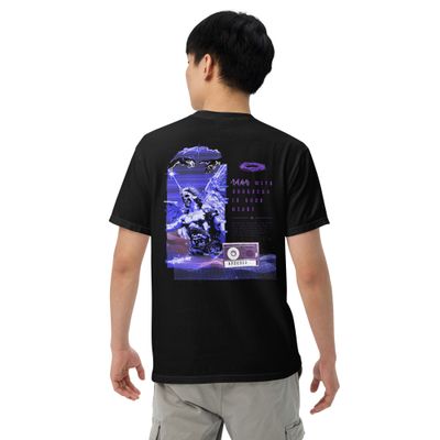 Archangel Michael graphic t-shirt
Good vs. evil t-shirt design
Dark fantasy angel clothing
Mythology-inspired t-shirts
Renaissance art-inspired graphic tee
Biblical angel warrior t-shirt
Spiritual and symbolic t-shirt designs
Inspirational graphic t-shirts
Angel vs demon t-shirt design
Religious art-inspired fashion
Purple and futuristic t-shirt designs
Angelic battle t-shirt
Thorn crown symbolism in clothing
Wearable art for mythology lovers
Gothic and celestial art clothing
High-quality graphic t-shirts for mythology fans