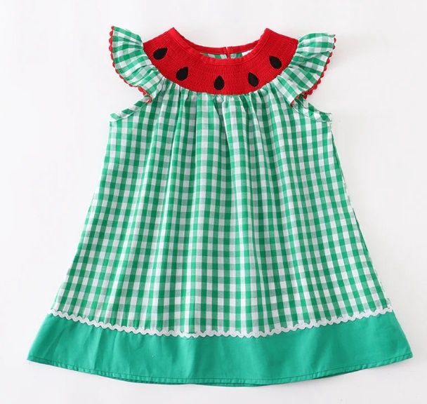Watermelon Smocked Dress, Size: 7T
