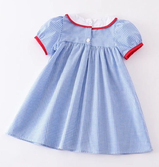 Back to School Apple Embroidery Woven Dress