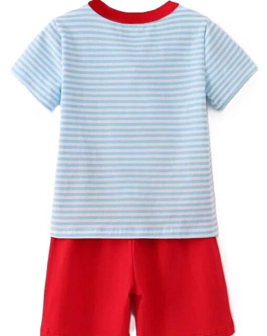 Back to School Boys Applique Apple Set