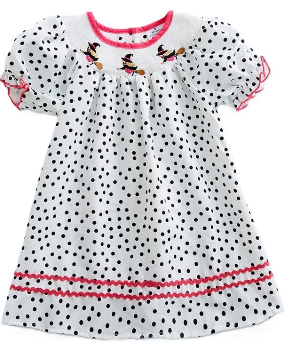 Smocked Polka Witch Dress