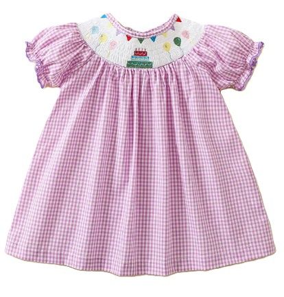 Smocked Pink  Birthday Dress
