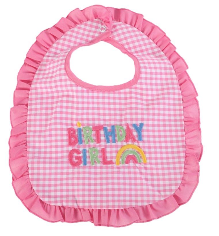 Birthday Girl Gingham Bib