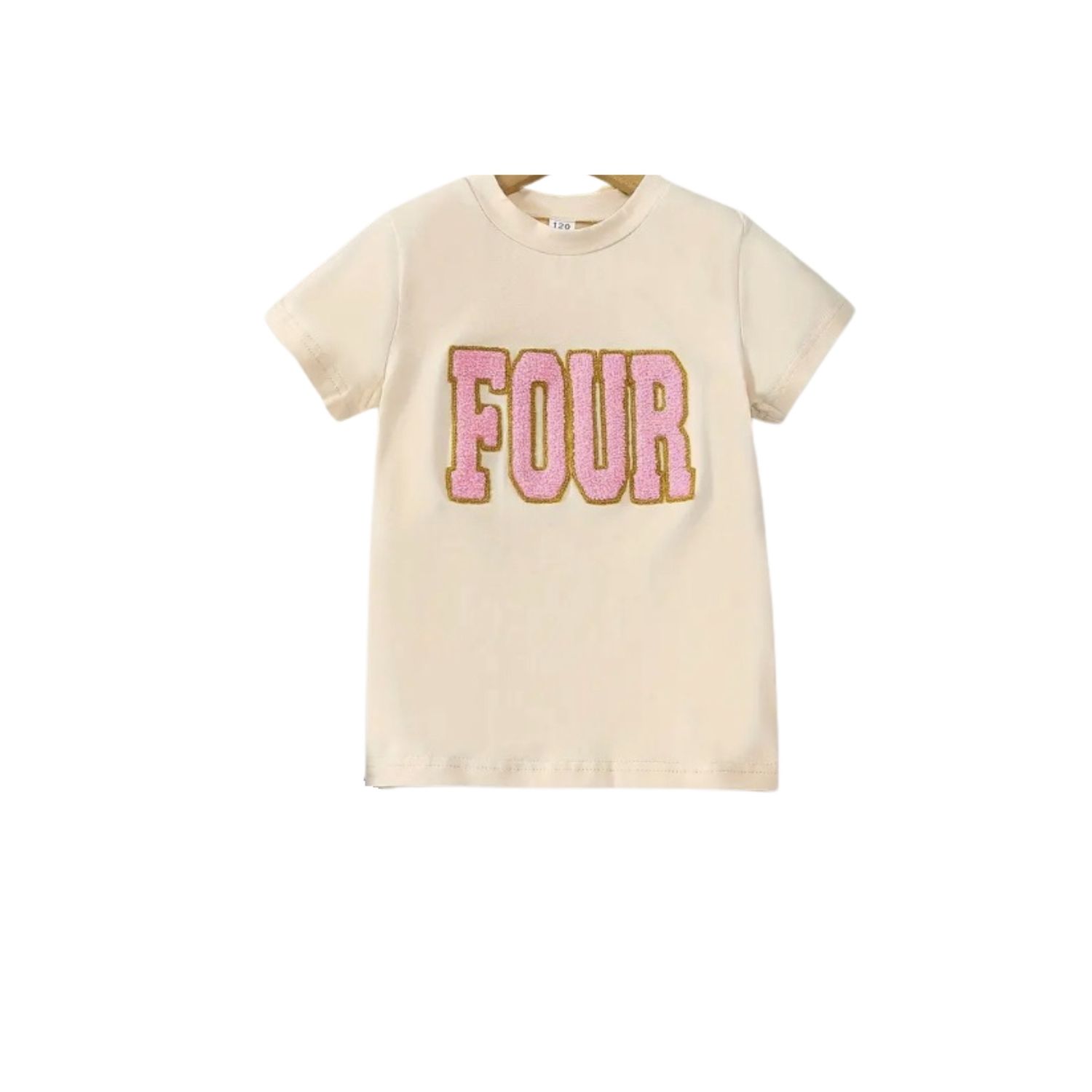 Girls Birthday Four Chenille T Shirt