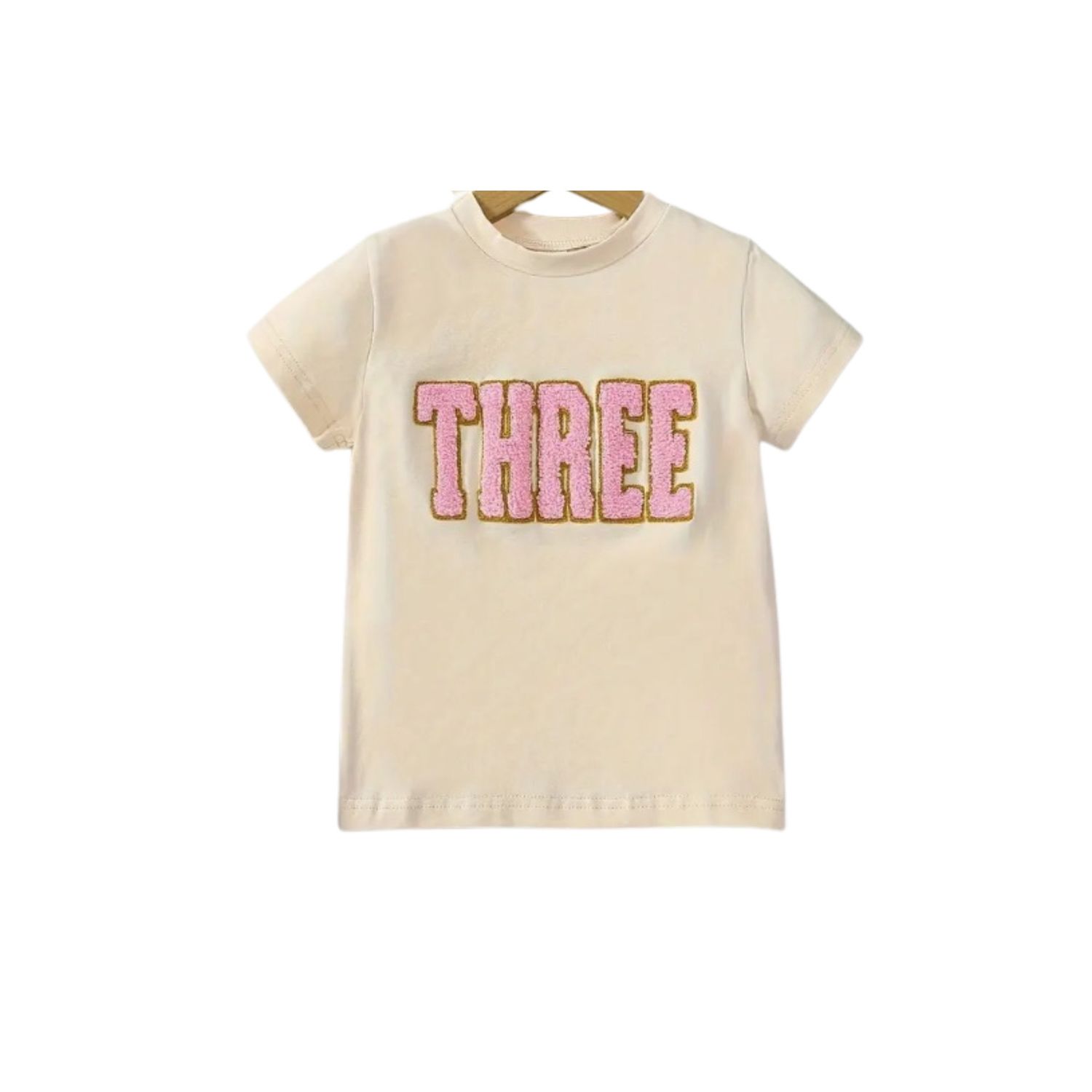 Girls Birthday Three Chenille T Shirt