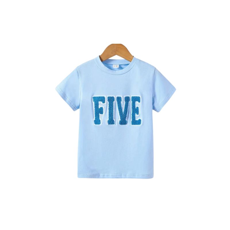 Boys Five Chenille Birthday T Shirt