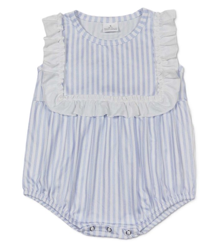 Girls Blue &amp; White Stripe Romper