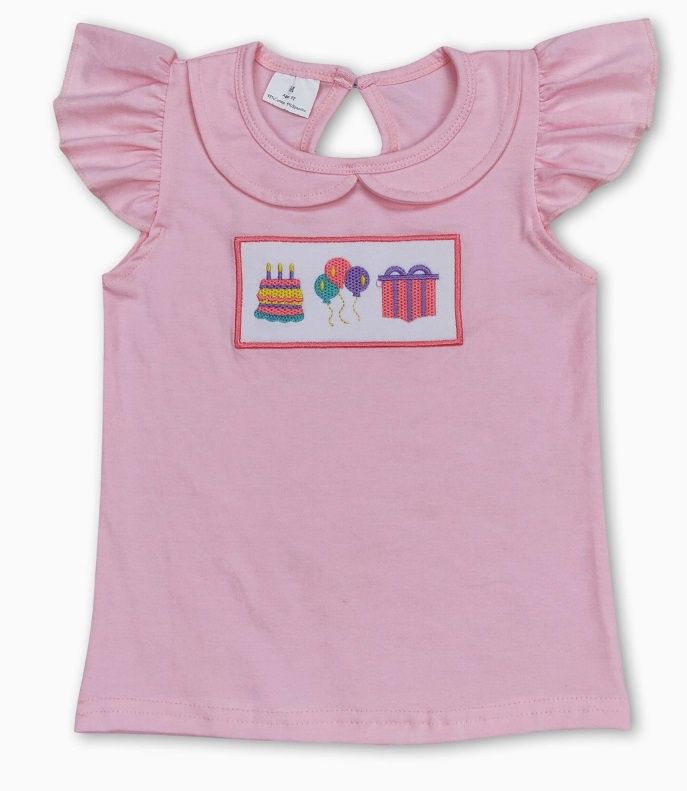 Embroidered Pink Birthday Shirt