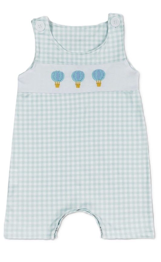 Boys Hot Air Balloon Embroidered Romper