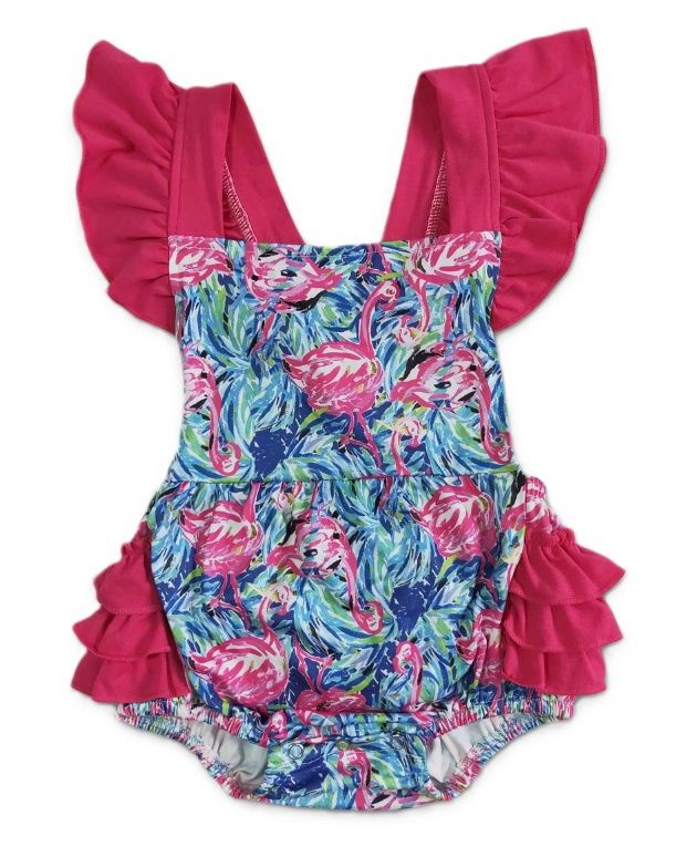 Watercolor Flamingo Ruffle Butt Bubble