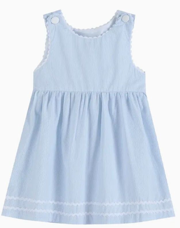 Classic Blue Seersucker A Line Dress